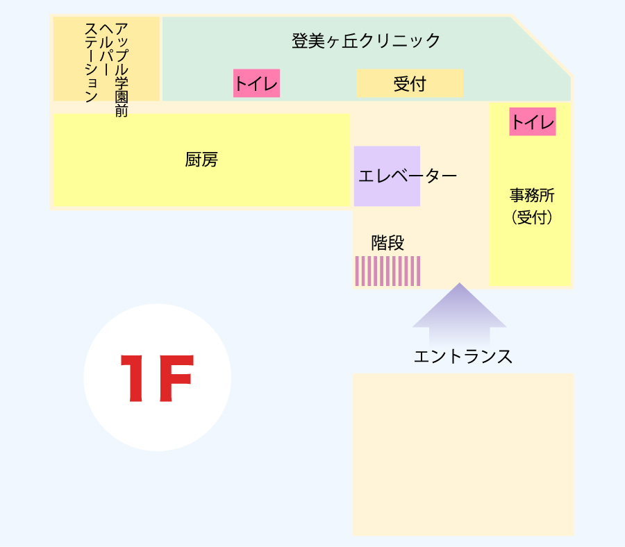 アップル学園前 本館 1階のフロアマップ
